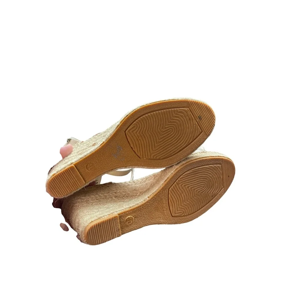 Maypol Spain White Leather Studded Espadrille Wedge Sandals Size 40 US 9-9.5